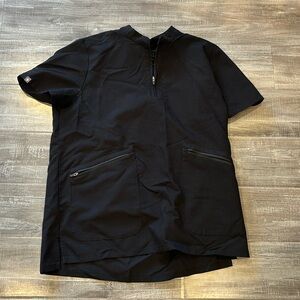 Figs Black Nata - Zip Henley Scrub.